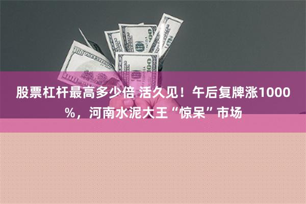 股票杠杆最高多少倍 活久见！午后复牌涨1000%，河南水泥大王“惊呆”市场